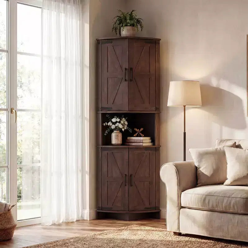 Meuble de coin de ferme 65, Armoire de cuisine en bois avec étagères réglables, Buffet autoportant pour cuisine, salon, blanc