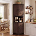 65 Farmhouse Corner Cabinet, Wood Kitchen Pantry Cabinet with Adjustable Shelves, Freestanding Buffet Hutch Cabinet for Kitchen, Living Room, White