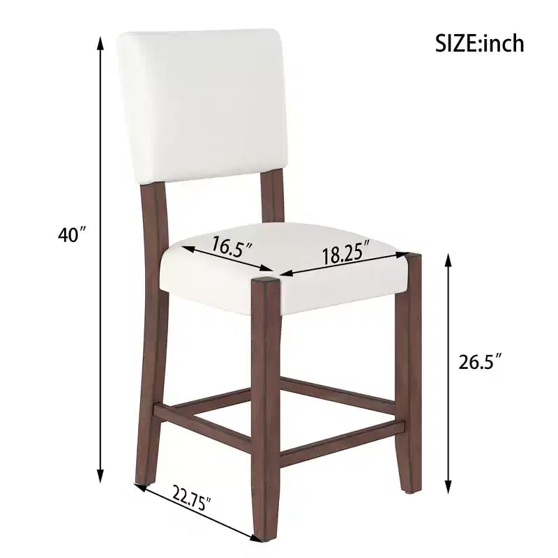 Lot de 2 tabourets de bar Mid-Century Modern avec revêtement en lin et hauteur de 40,4 cm