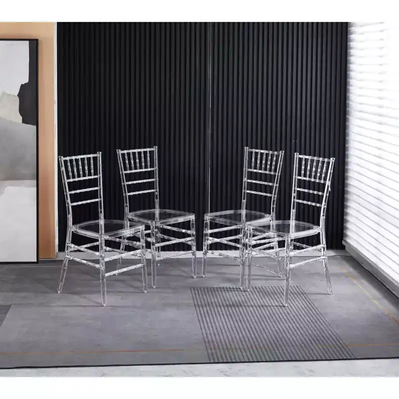 Set of 4 Wedding or Dining Chairs with Plastic Seats, Durable and Easy to Assemble