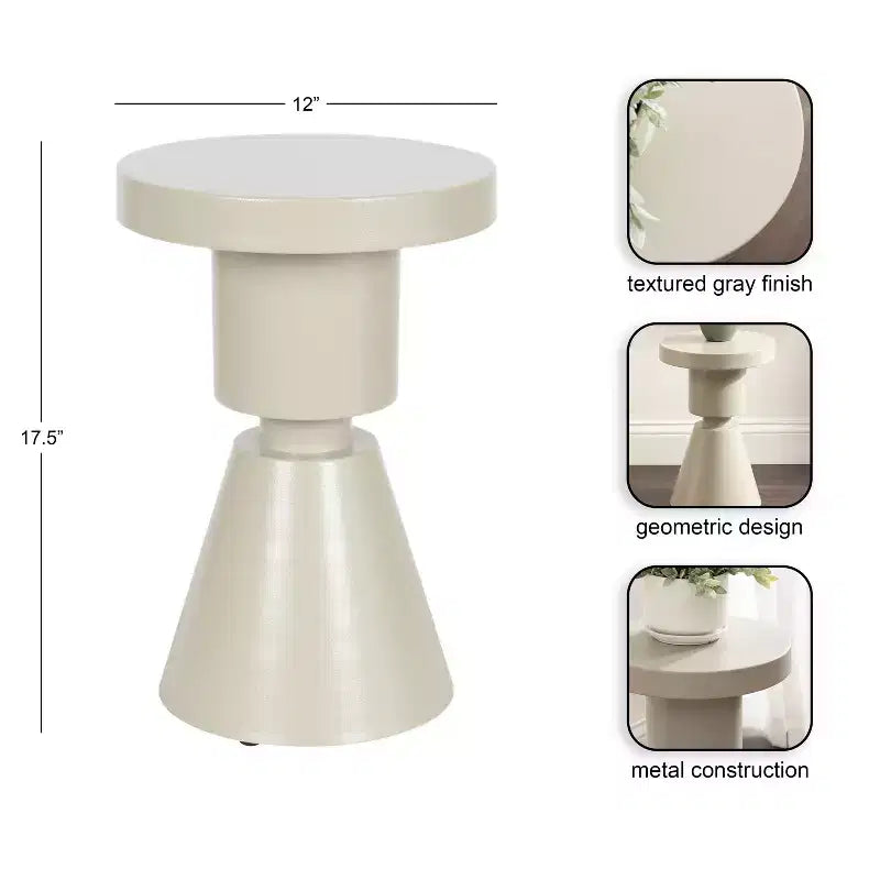 Table d'appoint en métal Kate and Laurel Boswell, 12x12x18, Gris