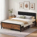 Dyonery Bed Frame with Upholstered Headboard and Footboard, Metal Platform Bed Frame, Noise-Reducing Design, No Box Spring Required, Easy Assembly