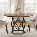 Round Dining Table, Farmhouse Dining Kitchen Table for 4-6 People, Kitchen & Dining Room Tables, Circle Kitchen Table