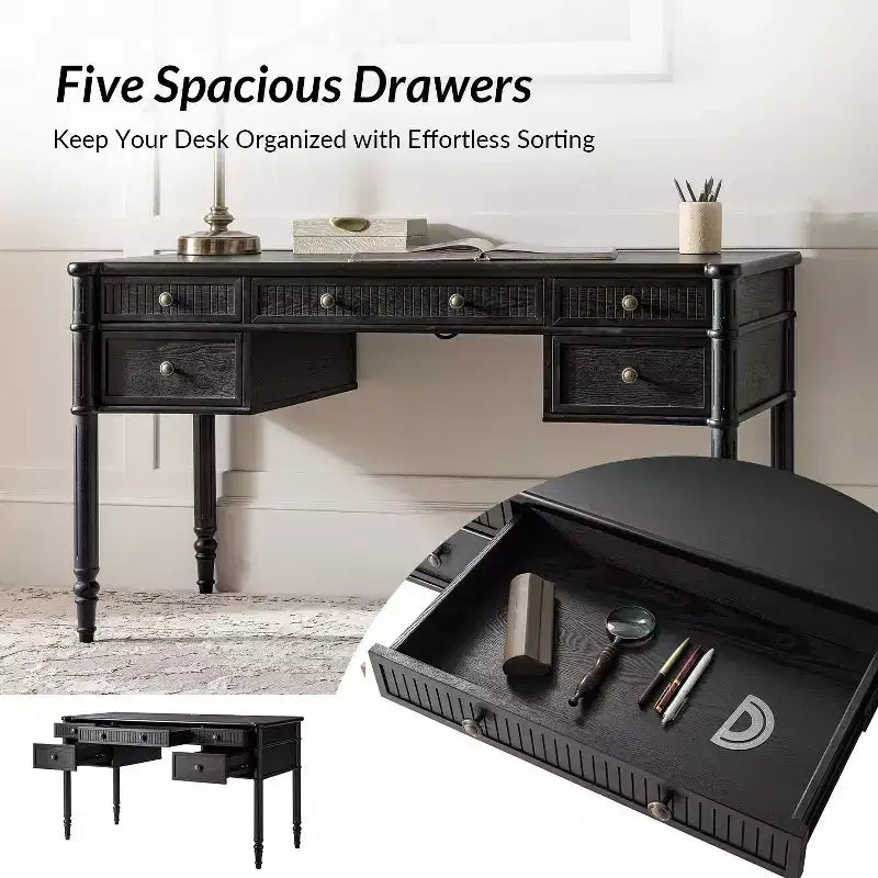 Derk 55 W Bureau avec 5 tiroirs|HULALA HOME-NOIR