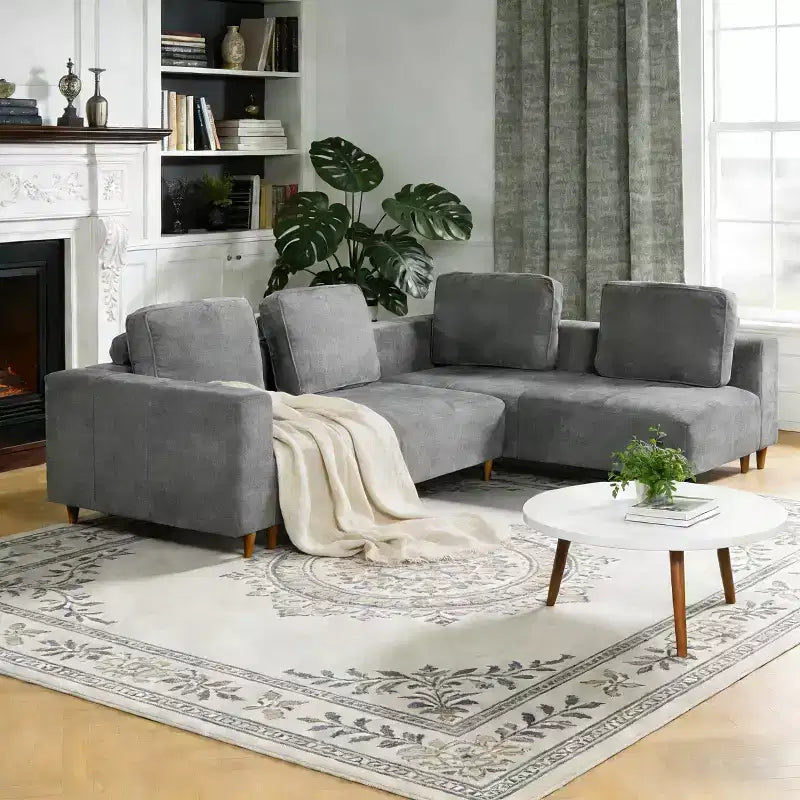 Christopher Knight Home Ysolina Canapés sectionnels convertibles rembourrés modernes en forme de L à 4 places de 109 po