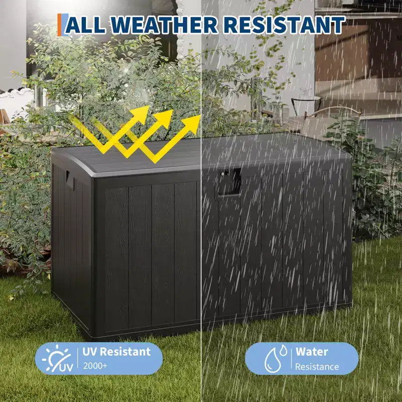 Coolmee Boîte de rangement de pont 130 gallons, Coffre de rangement extérieur verrouillable avec couvercle, Bac de rangement extérieur toutes saisons avec poignées latérales pour meubles de terrasse