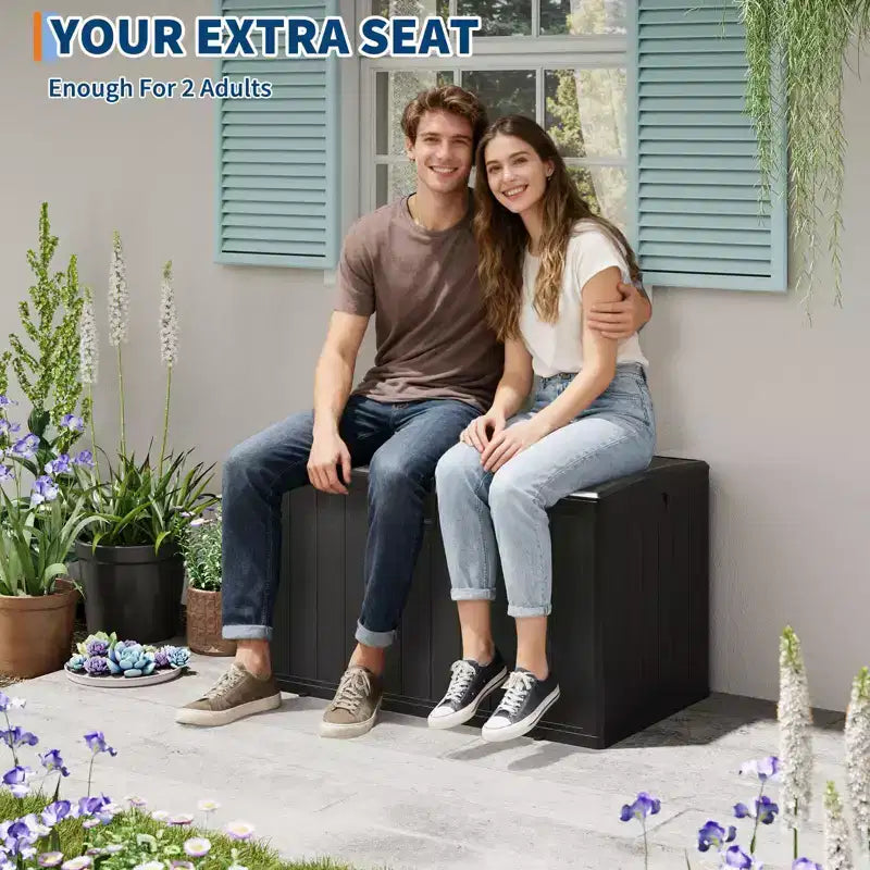 Coolmee Boîte de rangement de pont 130 gallons, Coffre de rangement extérieur verrouillable avec couvercle, Bac de rangement extérieur toutes saisons avec poignées latérales pour meubles de terrasse