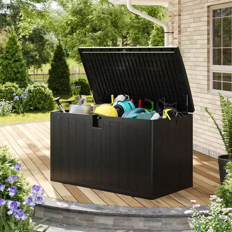 Coolmee Boîte de rangement de pont 130 gallons, Coffre de rangement extérieur verrouillable avec couvercle, Bac de rangement extérieur toutes saisons avec poignées latérales pour meubles de terrasse