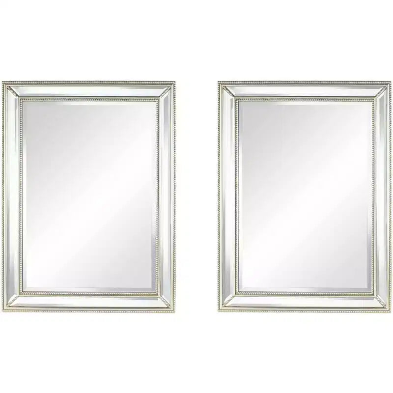Uttermost Palais Silver 30 x 40 Beaded Wall Mirrors Set of 2