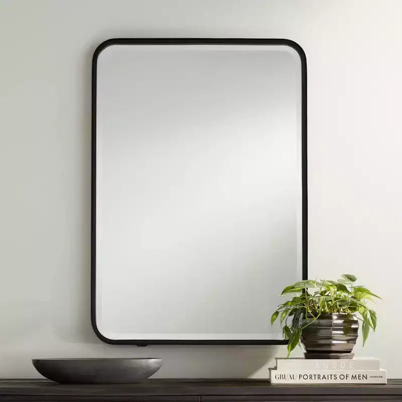 Miroirs rectangulaires à bords arrondis Uttermost Soren noirs 24 x 34, ensemble de 2