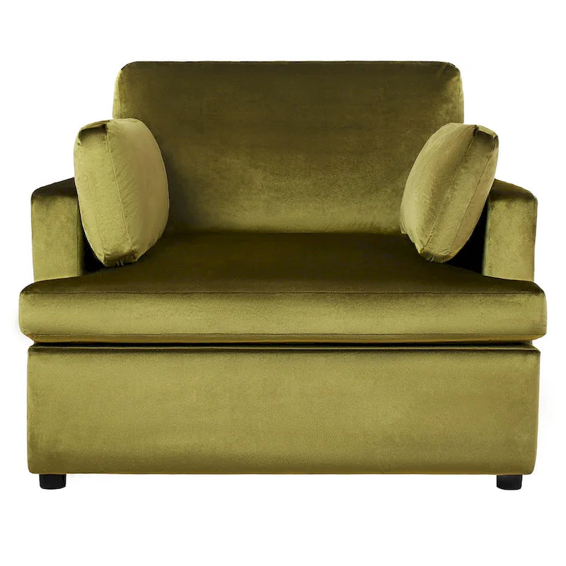 Fauteuil d'appoint vert 37 avec pieds en plastique et coussins décoratifs