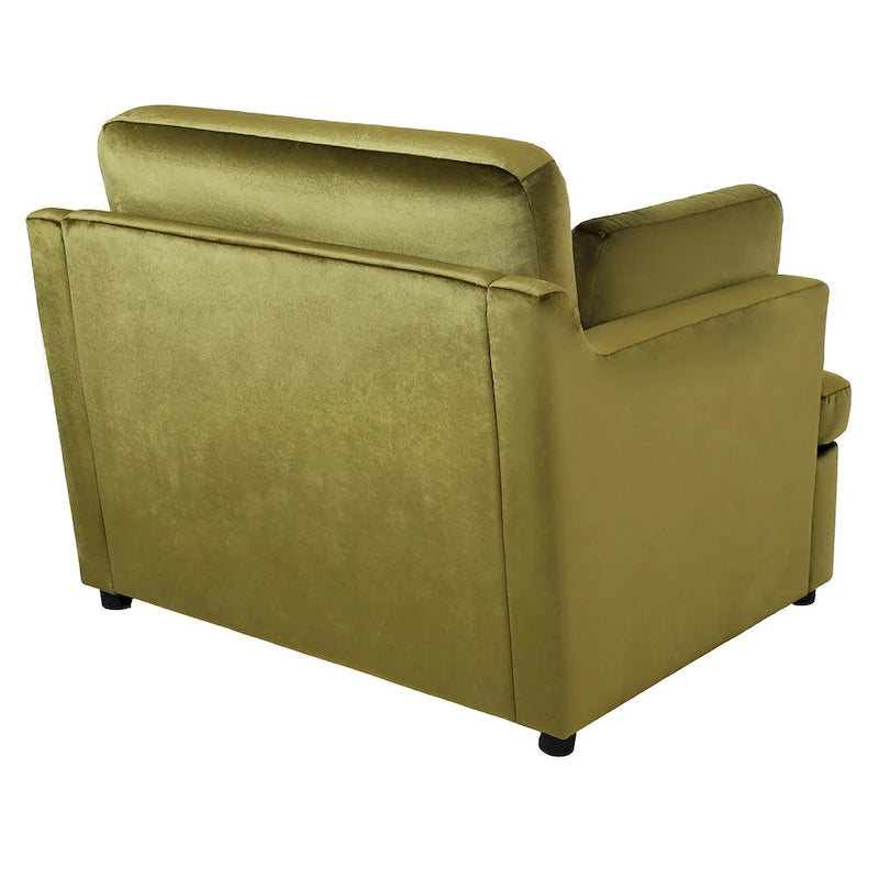 Fauteuil d'appoint vert 37 avec pieds en plastique et coussins décoratifs