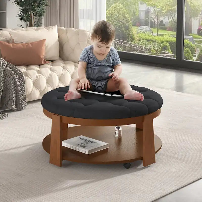 Table basse pouf ronde moderne et grande