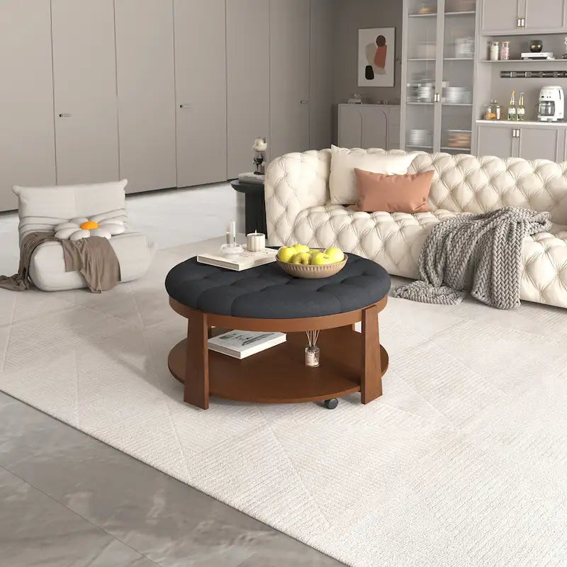 Table basse pouf ronde moderne et grande