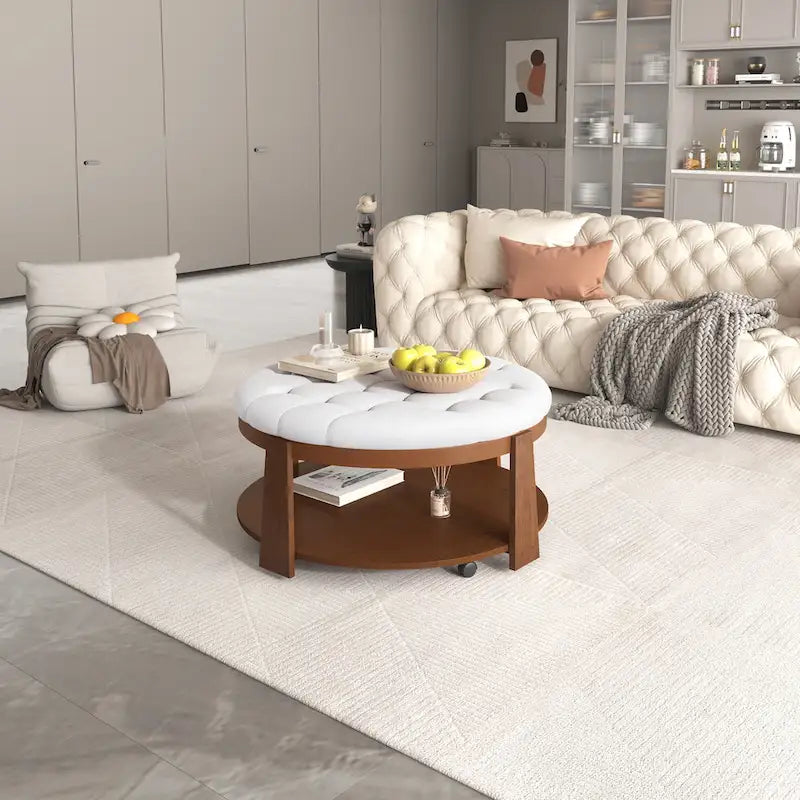 Table basse pouf ronde moderne et grande