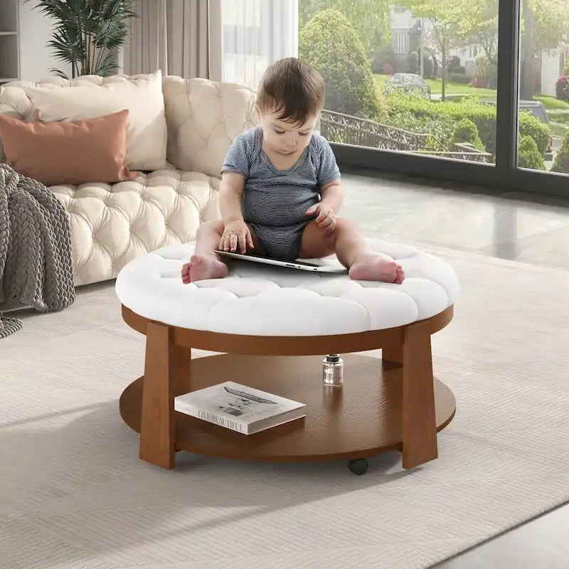 Table basse pouf ronde moderne et grande