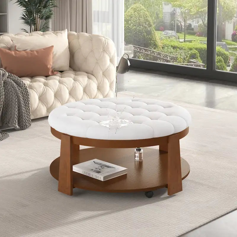 Table basse pouf ronde moderne et grande