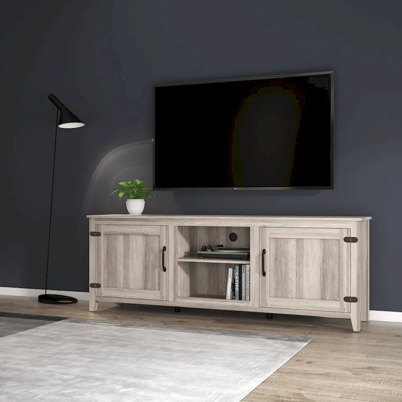 Meuble TV 70.08 avec portes et compartiments de rangement ouverts pour téléviseurs jusqu'à 60 pouces