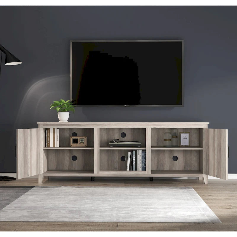 Meuble TV 70.08 avec portes et compartiments de rangement ouverts pour téléviseurs jusqu'à 60 pouces
