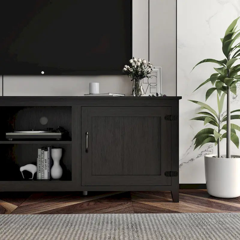 Meuble TV 70.08 avec portes et compartiments de rangement ouverts pour téléviseurs jusqu'à 60 pouces