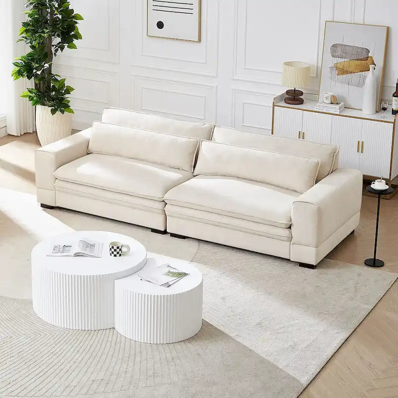 Canapé moderne en tissu beige 104.7 avec oreillers lombaires
