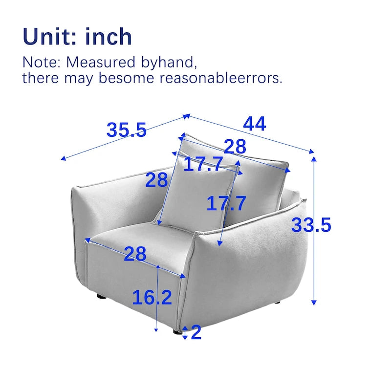 Fauteuil rembourré avec coussins 44