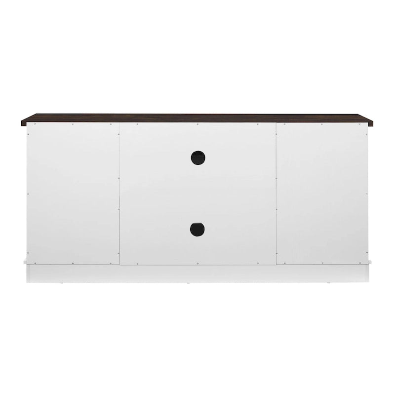 Meuble TV de cheminée blanc 59,13 po avec portes coulissantes en verre et étagère de rangement pour téléviseurs jusqu'à 65 po