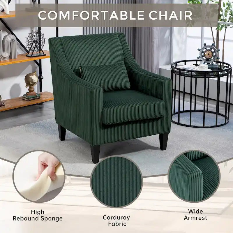 Fauteuil Emerald Modern 26.8 avec pieds en bois d'hévéa