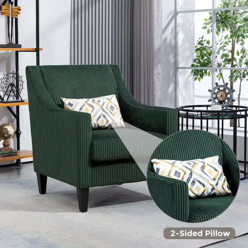 Fauteuil Emerald Modern 26.8 avec pieds en bois d'hévéa