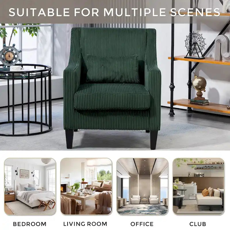 Fauteuil Emerald Modern 26.8 avec pieds en bois d'hévéa