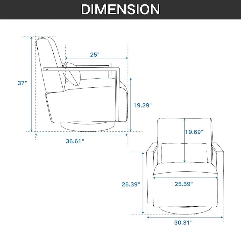 Fauteuil pivotant à 360° en mélange de lin 30,31