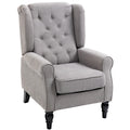 Fauteuil d'appoint capitonné avec dossier haut à oreilles, accoudoirs rembourrés arrondis et assise épaisse rembourrée, Gris
