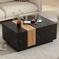 Table basse avec 2 tiroirs de rangement et finition grain de bois