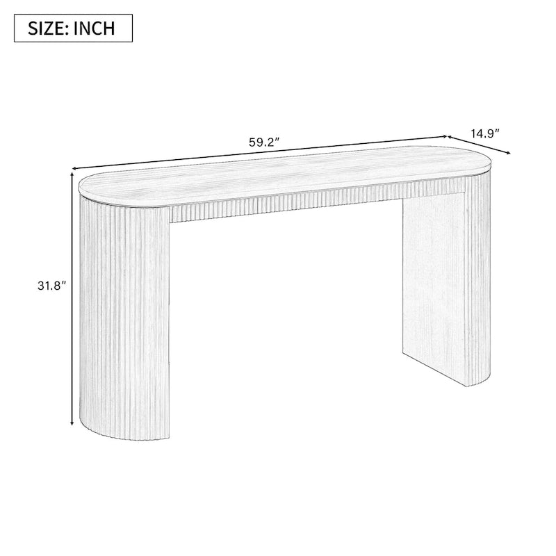 Console incurvée avec un motif à rayures verticales unique, adaptée au salon, au bureau et à l'entrée.