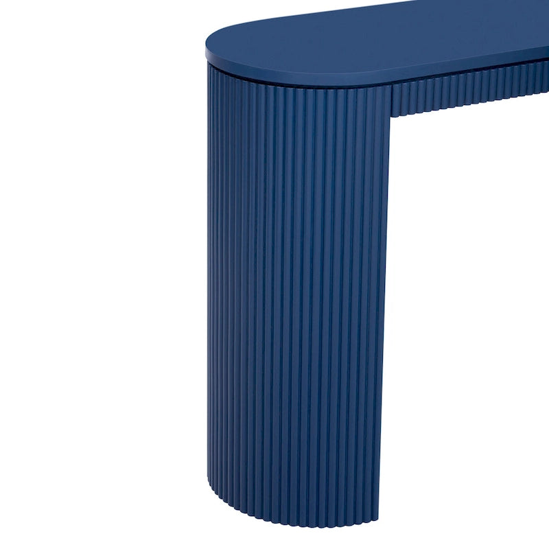 Console incurvée avec un motif à rayures verticales unique, adaptée au salon, au bureau et à l'entrée.