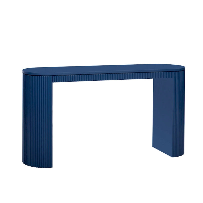 Console incurvée avec un motif à rayures verticales unique, adaptée au salon, au bureau et à l'entrée.