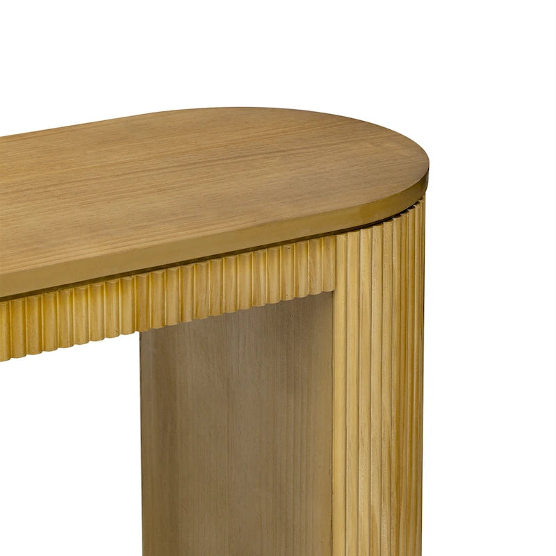Console incurvée avec un motif à rayures verticales unique, adaptée au salon, au bureau et à l'entrée.