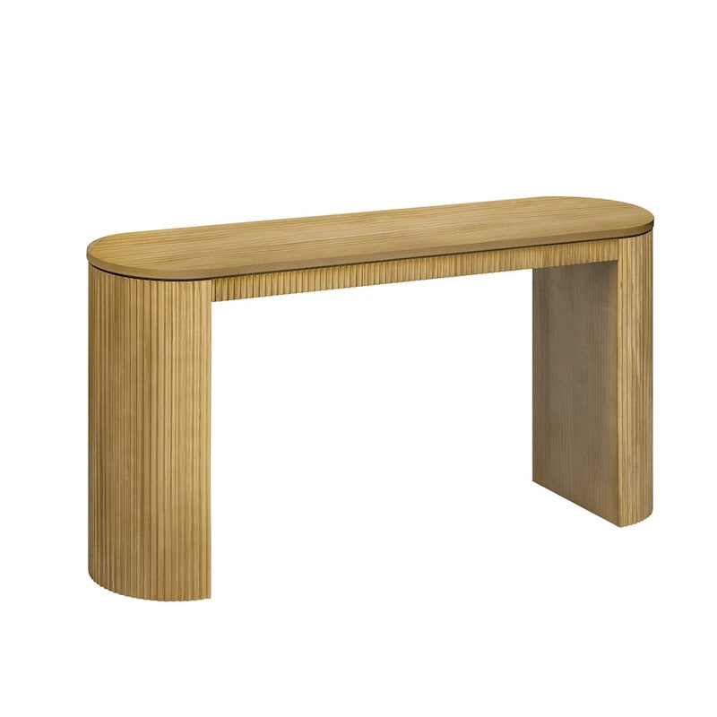 Console incurvée avec un motif à rayures verticales unique, adaptée au salon, au bureau et à l'entrée.