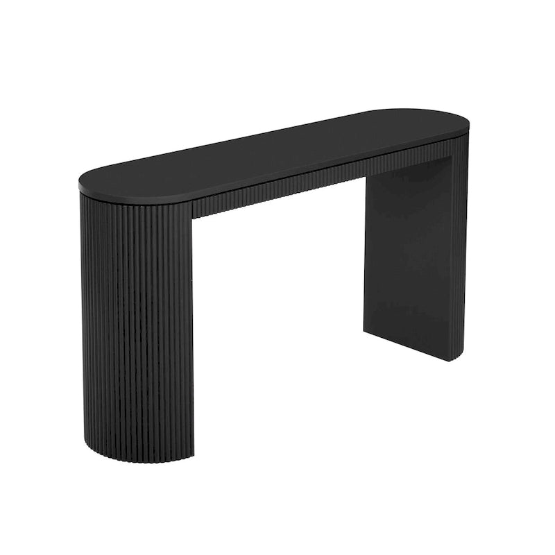 Console incurvée avec un motif à rayures verticales unique, adaptée au salon, au bureau et à l'entrée.