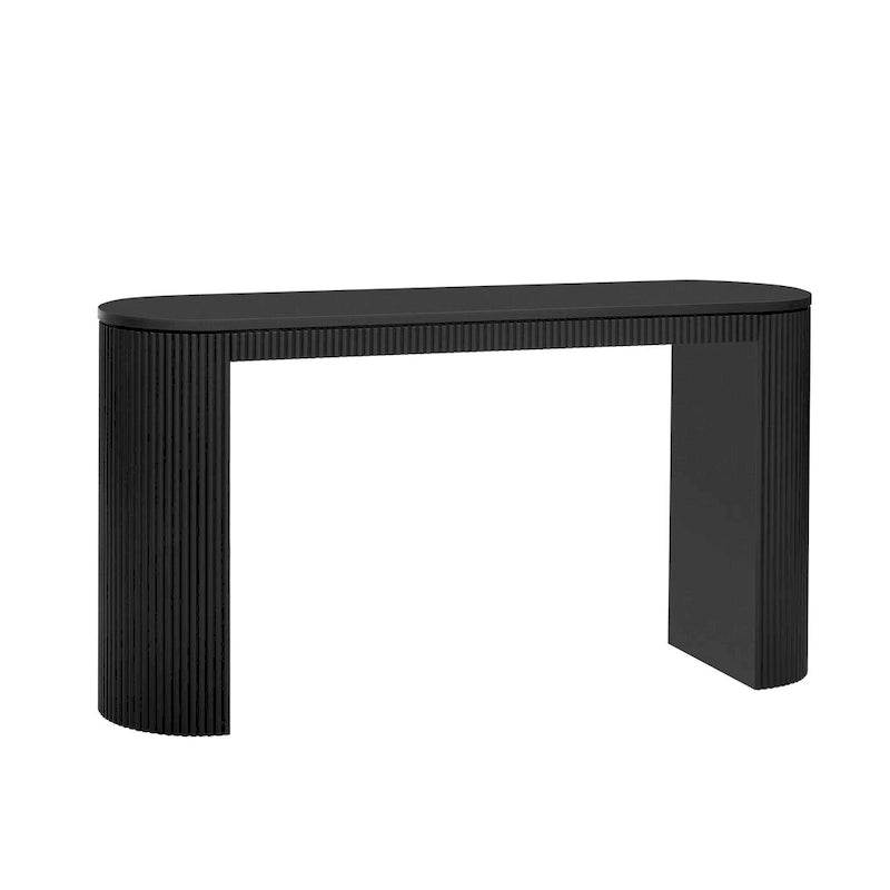 Console incurvée avec un motif à rayures verticales unique, adaptée au salon, au bureau et à l'entrée.