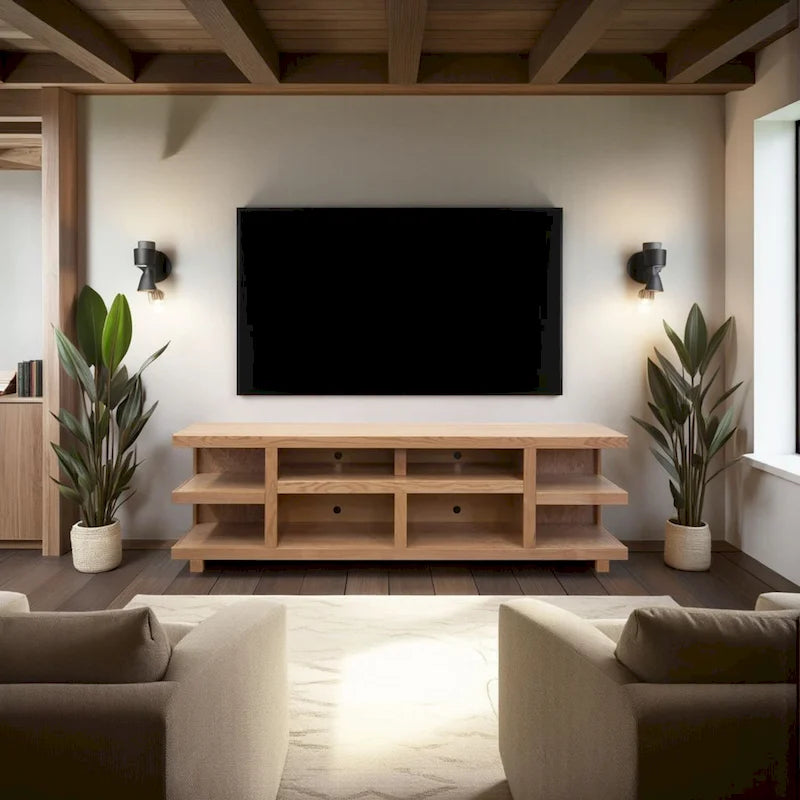 Meuble TV Bridgevine Home Laurel Canyon 85 pouces pour téléviseurs jusqu'à 95 pouces, aucun assemblage requis