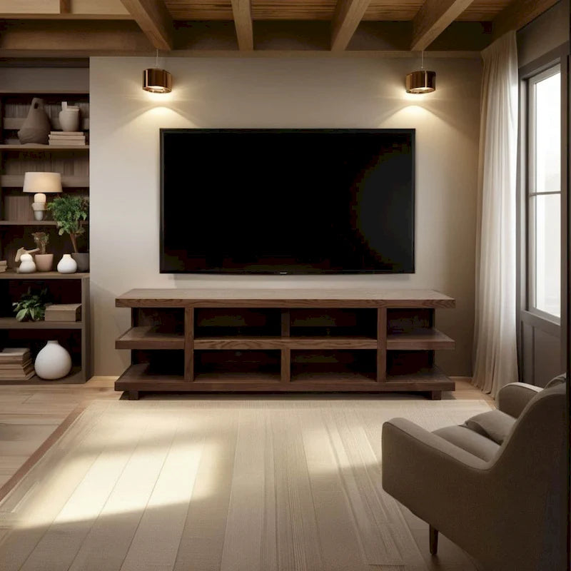 Meuble TV Bridgevine Home Laurel Canyon 85 pouces pour téléviseurs jusqu'à 95 pouces, aucun assemblage requis