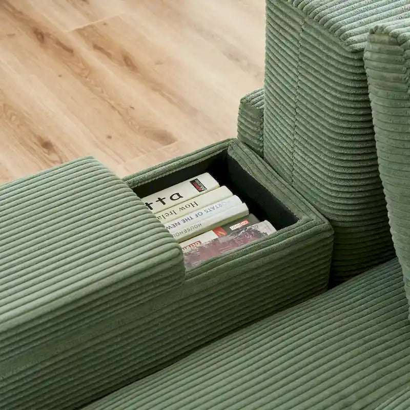 GDFStudio – Canapé 3 places modulaire en velours côtelé Emerson avec rangement et design personnalisable