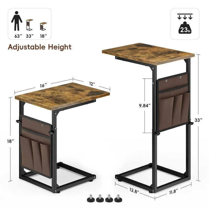 Table d'appoint en C - 16P x 12L x 33H