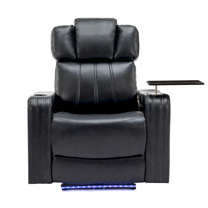 Fauteuil inclinable individuel en similicuir pour cinéma maison avec porte-gobelet réfrigérant, haut-parleur Bluetooth, lumières LED et ports USB