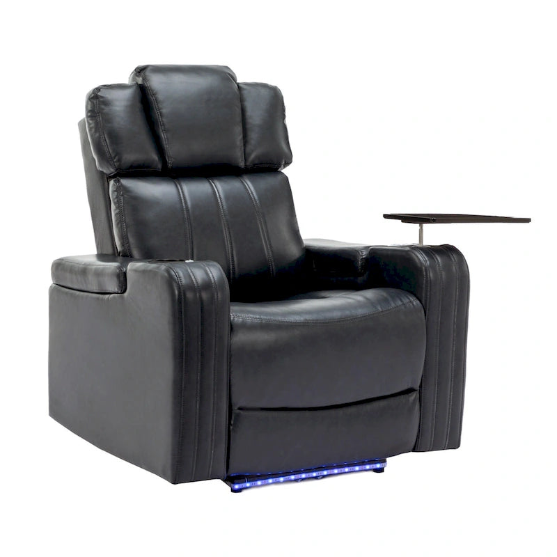 Fauteuil inclinable individuel en similicuir pour cinéma maison avec porte-gobelet réfrigérant, haut-parleur Bluetooth, lumières LED et ports USB