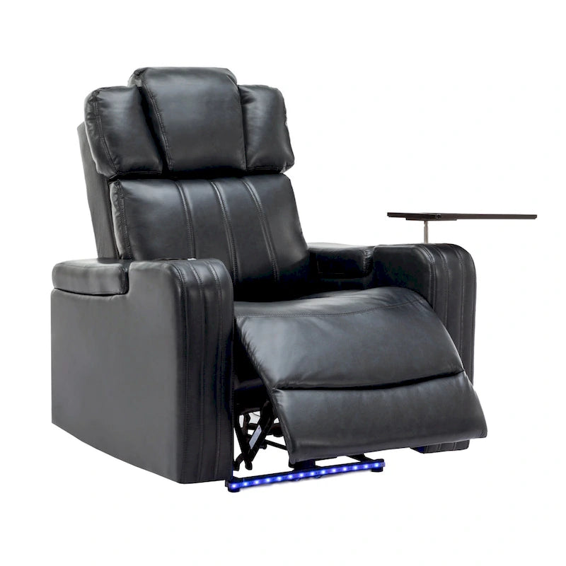 Fauteuil inclinable individuel en similicuir pour cinéma maison avec porte-gobelet réfrigérant, haut-parleur Bluetooth, lumières LED et ports USB
