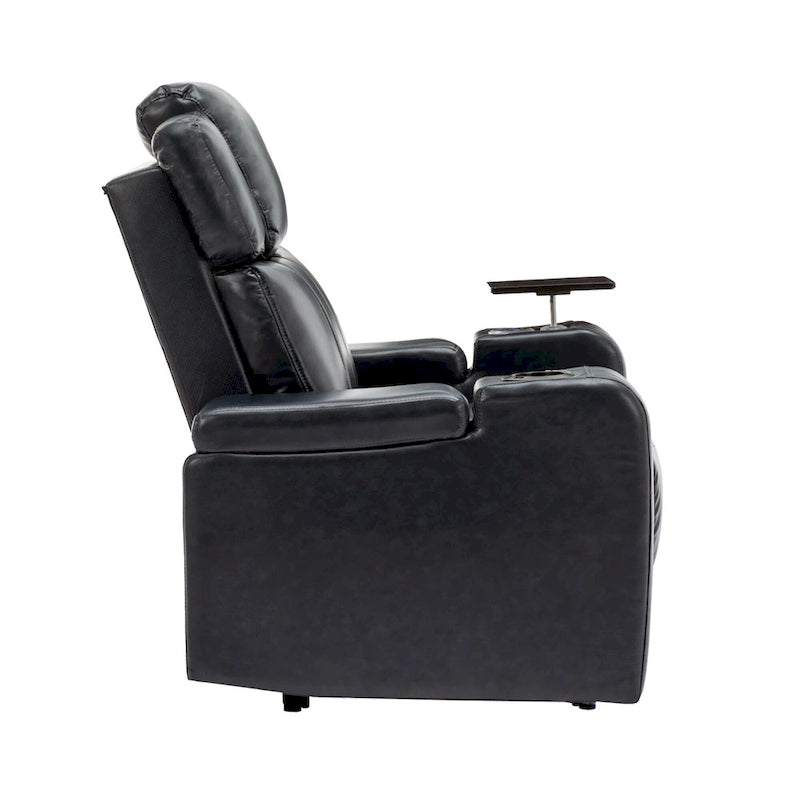 Fauteuil inclinable individuel en similicuir pour cinéma maison avec porte-gobelet réfrigérant, haut-parleur Bluetooth, lumières LED et ports USB