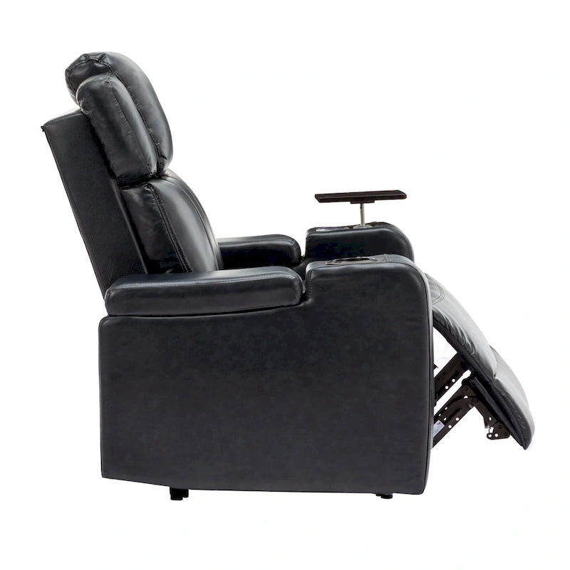 Fauteuil inclinable individuel en similicuir pour cinéma maison avec porte-gobelet réfrigérant, haut-parleur Bluetooth, lumières LED et ports USB