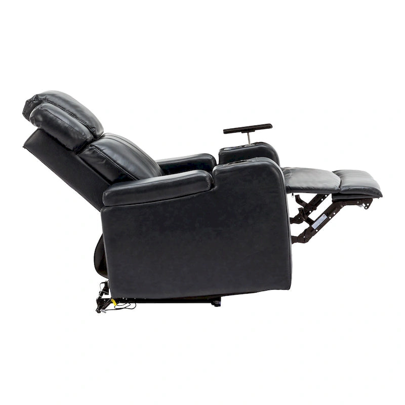 Fauteuil inclinable individuel en similicuir pour cinéma maison avec porte-gobelet réfrigérant, haut-parleur Bluetooth, lumières LED et ports USB